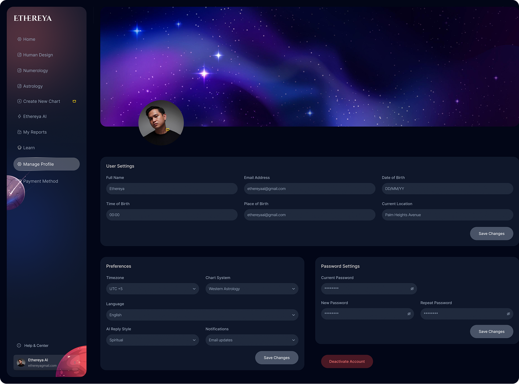 Ethereya signup interface