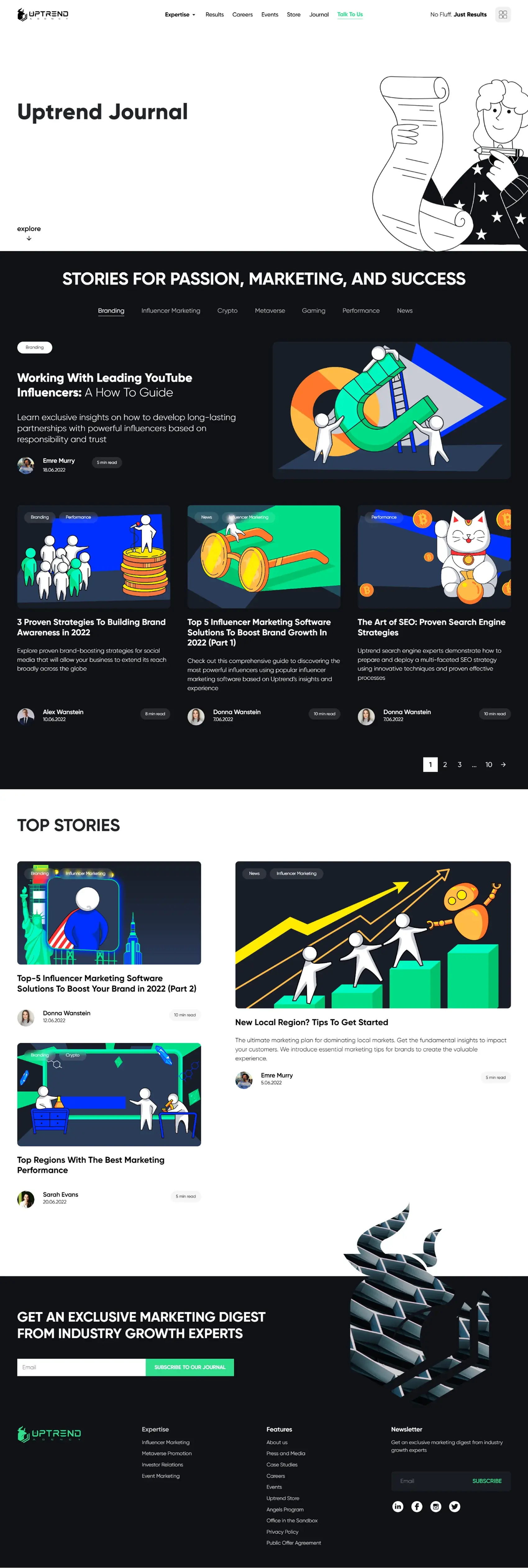 UpTrend influencer marketing service page