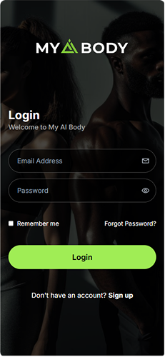 my-ai-body AI welcome screen