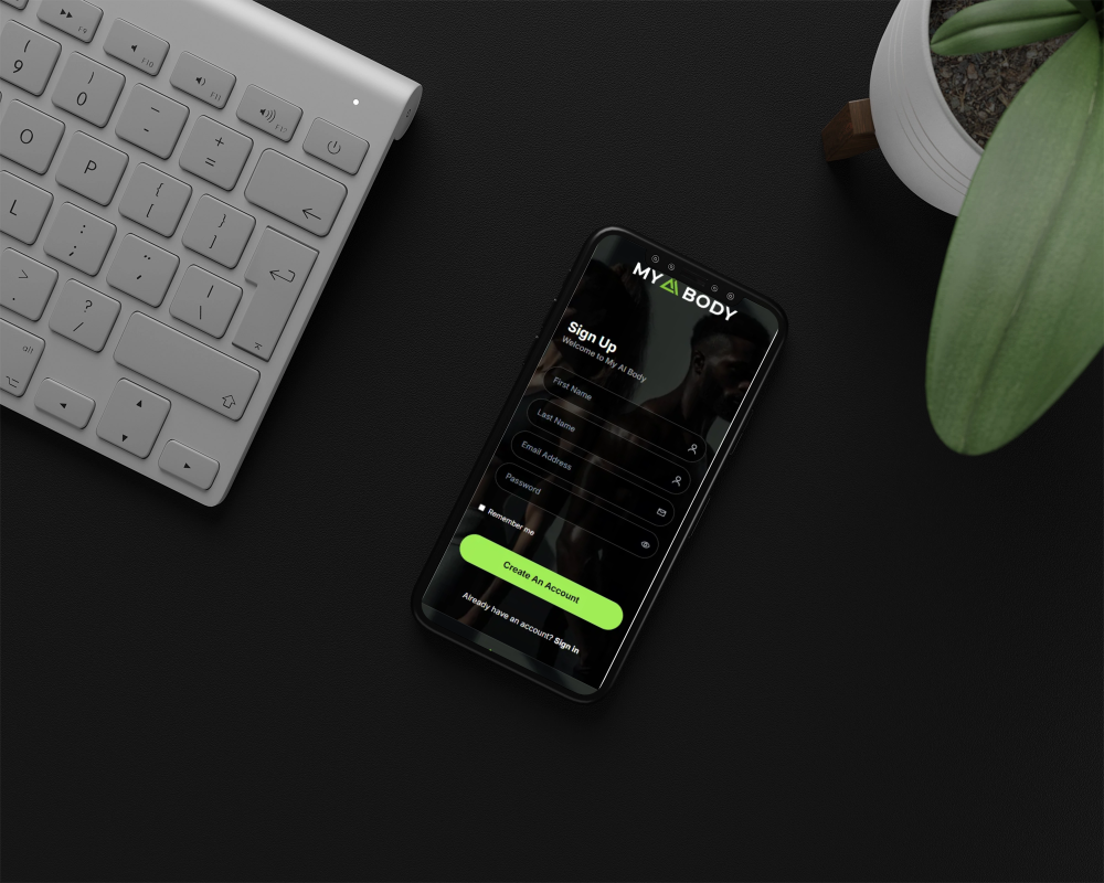 My AI Body mobile signup interface